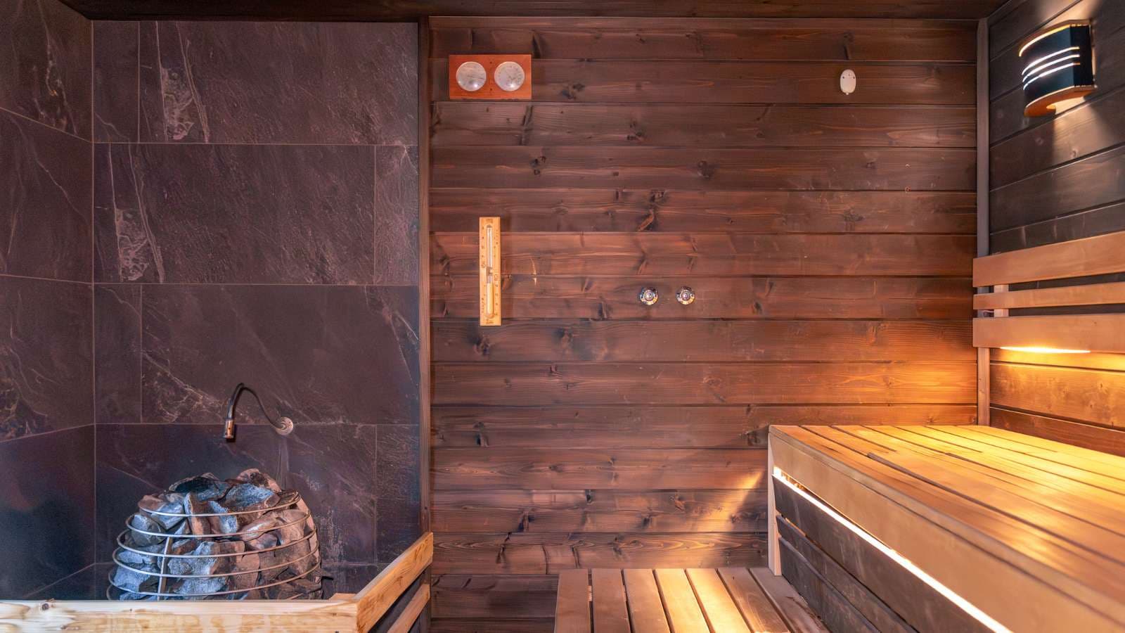 Community sauna beside water in the UK